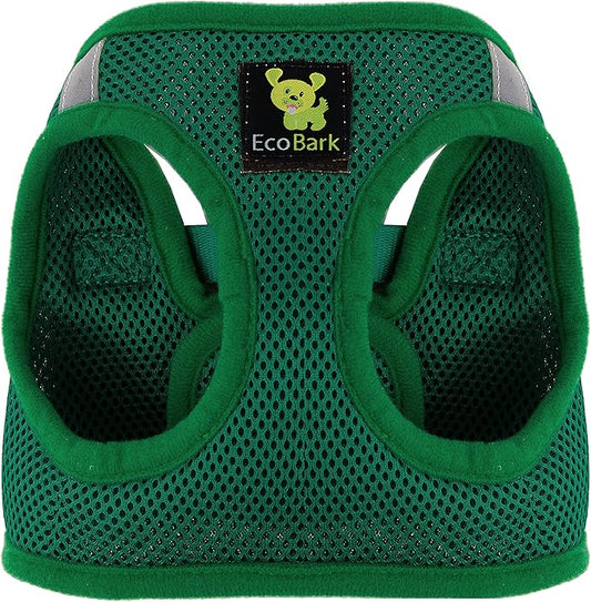 EcoBark Small Dog Harness for Toy Breed Dogs & Puppies - No Pull Soft Luxury Mesh - Step in Harness Halter Vest - Cute Adjustable Little Halter Body Wrap 7-10 lbs (Small, Forest Green)