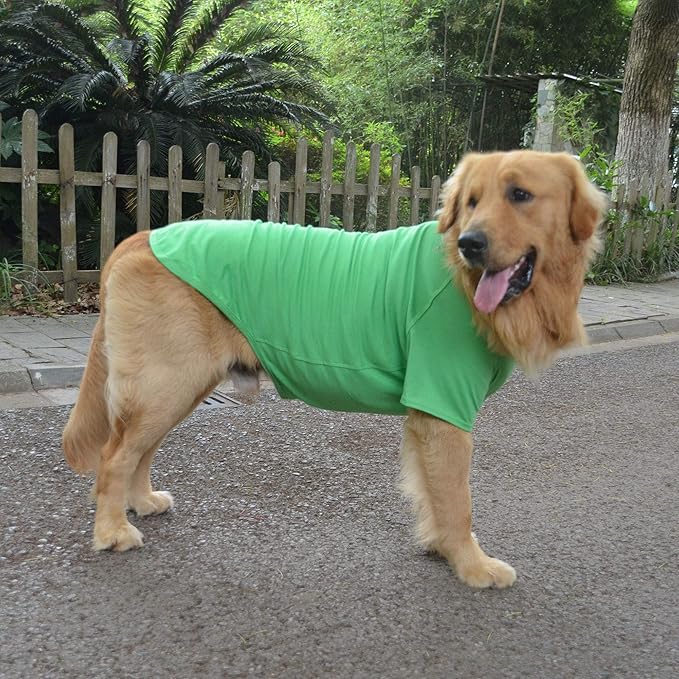 Lovelonglong Pet Clothing Dog Costumes Basic Blank T-Shirt Tee Shirts for Medium Large Dogs Green XXXL