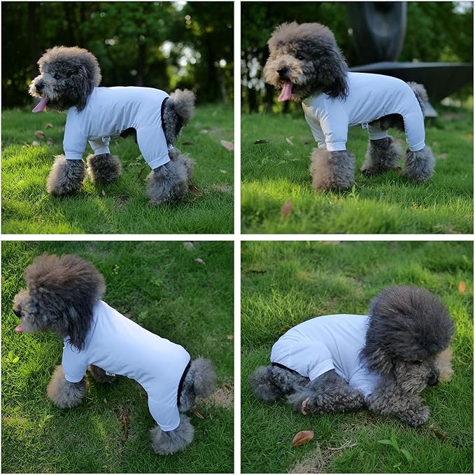LoveLongLong Dog Jumpsuit with UV Protection and Quick-Dry Fabric for Spring Summer Pet Pajamas White 2XL