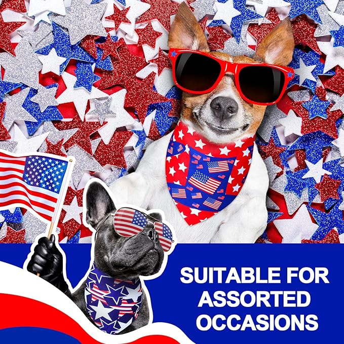 Eccliy 20 Pcs 4th of July Dog Bandanas for Pets Memorial Day Dog Bandanas Gifts Independence Day Pet Scarf Washable Triangle Bibs American Flag Patriotic Adjustable Pet Kerchief for Cat