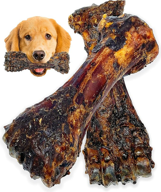 Liver Coated Dog Bones for Aggressive Chewers, Chew Bone for Large Dogs, Beef Shin Large Bone, Long Lasting Dog Bones, 2 Pack