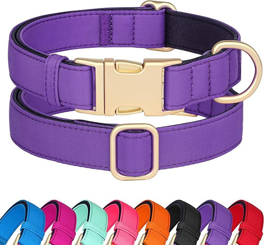 Didog Soft Padded Dog Collars for Small Dogs, Waterproof and Durable Pet Collar with Quick Release Buckle, Light and Breathable for Daily Walking,Purple,S(Neck:10-15")