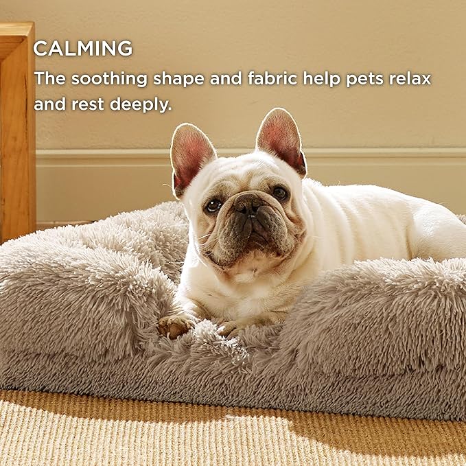 Bedsure Orthopedic Dog Bed for Medium Dogs - Calming Waterproof Dog Sofa Beds Medium, Supportive Foam Pet Couch Bed with Removable Washable Cover, Waterproof Lining and Nonskid Bottom, Taupe
