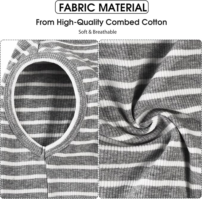 Koneseve Dog Shirt Vest Lightweight Stretchy Dog T-Shirts Soft Cool Shirts Sleeveless Stripe Vests Breathable Clothes for Puppy Kitty Cats Small Medium Large Dogs 2 Pack Yellow + Light Grey [ 4XL ]