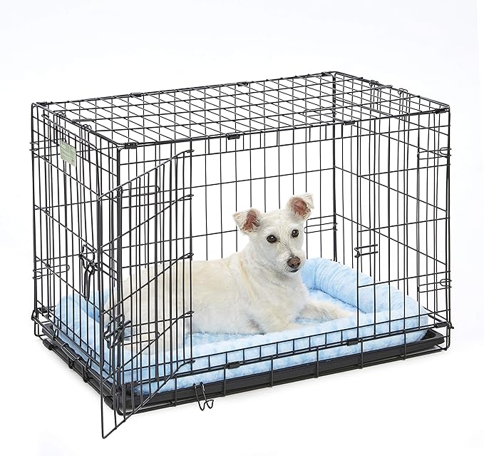 MidWest Homes for Pets Bolster Dog Bed 30L-Inch Blue Dog Bed or Cat Bed w/Comfortable Bolster | Ideal for Medium Dog Breeds & Fits a 30-Inch Dog Crate | Easy Maintenance Machine Wash & Dry