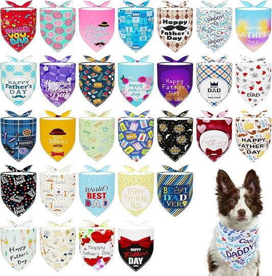 30 Pack Fathers Day Dog Bandanas Bulk for Large Dogs Breed 33 Inch Love Dad Extra Large Dog Bandanas XL Best Dad Dogs Bandana Grooming L