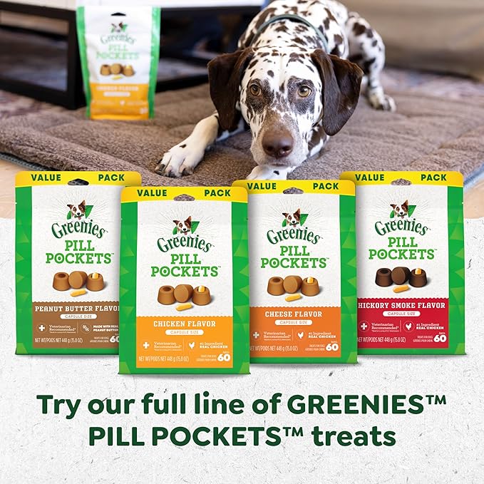 Greenies Pill Pockets for Dogs Large Size, Soft Dog Treats, with Real Peanut Butter, 7.9 oz. Pouch (30 Treats)