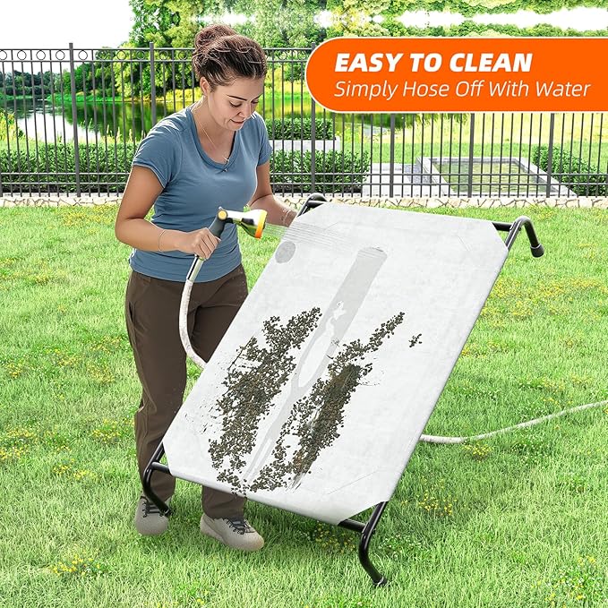 Simple Trending Raised Bed for Extra Large Dog, Waterproof XL Pet Cot, Breathable Big Bed Load 400lb, Grey