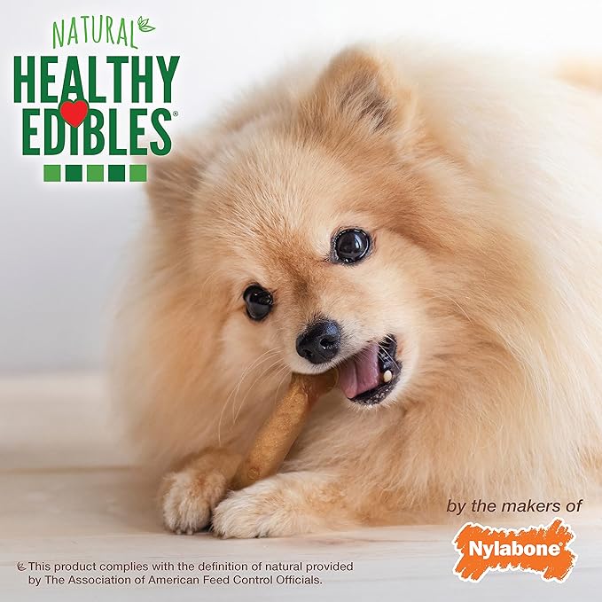 Nylabone Healthy Edibles Natural Dog Chews Long Lasting Chew Treats for Dogs, Roast Beef & Chicken Flavor, X-Small/Petite (48 Count)