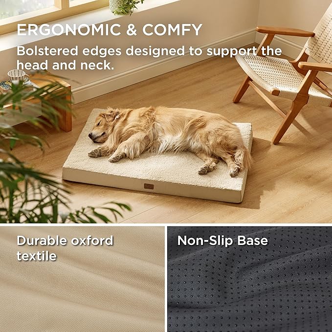 Bedsure Dog Beds Large Sized Dog - Extra-Large Orthopedic Waterproof Puppy Bed with Removable Washable Cover, Egg Crate Foam Pet Mat, Suitable for Pet Up to 100 lbs