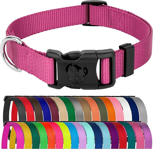 Country Brook Petz - American-Made Dog Collar for Large, Medium, and Small Dogs and Puppies - Deluxe Heavy Duty Nylon in 33 Dazzling Colors (Extra Small, 3/8 Inch Wide, Rose)
