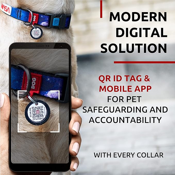 WAUDOG Nylon Dog Collar - Adjustable Dog Collar for Large Dogs, Small & Medium Dogs - Breakaway Puppy Collars for Large Breed Dogs - Boy & Girl Dog Collars with Durable Plastic Buckle and QR Dog Tag