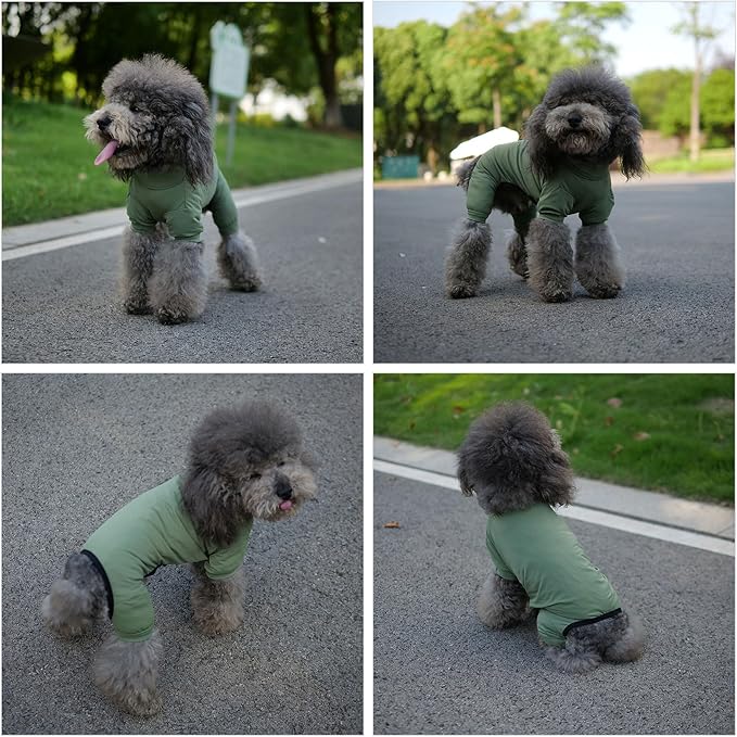 LoveLongLong Dog Jumpsuit with UV Protection and Quick-Dry Fabric for Spring Summer Pet Pajamas Army Green XS