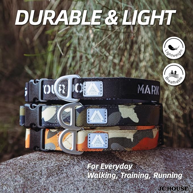 Soft Padded Dog Collar, Neck 12’’-20’’, Adjustable Heavy Duty Collar with 3M Reflective Logo for Medium, Large Dogs, Camo Green, M