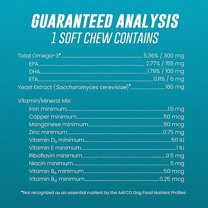 Nutramax Welactin Daily Omega-3 Supplement For Dogs, Skin & Coat Health Plus Overall Health, 60 Soft Chews