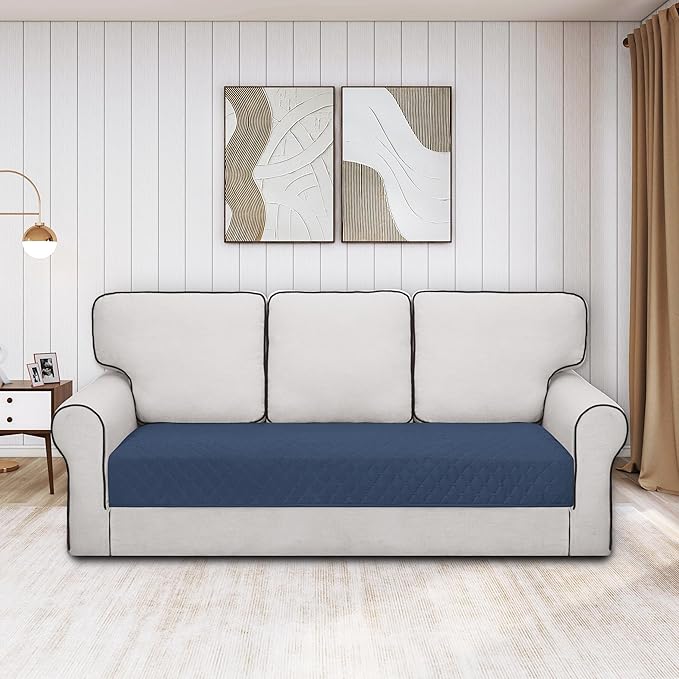 Easy-Going 100% Waterproof Dog Bed Cover Reversible Leak Proof Couch Cover Washable Sofa Cover Furniture Protector Blanket for Pets Kids Children Dog Cat (30x70 Inch, Dark Blue/Light Blue)