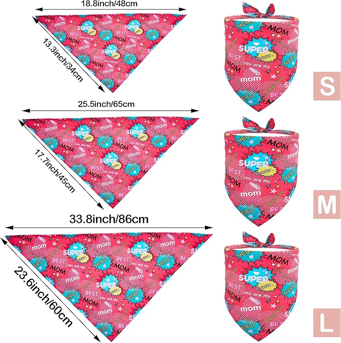10PCS Mother’s Day Dog Bandanas for Extra Large XL XXL Triangle Bibs Head Scarves for Boys Girls Grooming Accessories Costume