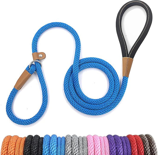 lynxking 5 FT Dog Leash Slip Lead 2 Pack Strong Heavy Duty Braided Dog Training Leash No Pull Training Lead Leashes for Medium Large and Small Dogs