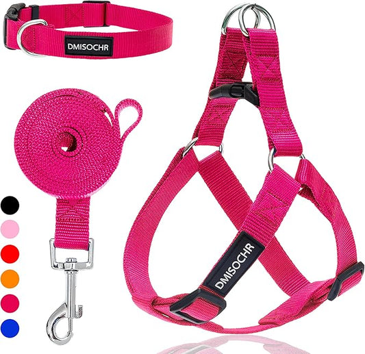 No Pull Dog Harness - Adjustable Step-in Harness & Leash Set for Small, Medium, Large Dogs - Escape Proof Soft Pet Harness for Walking, Training, Hiking, Outdoor Activities