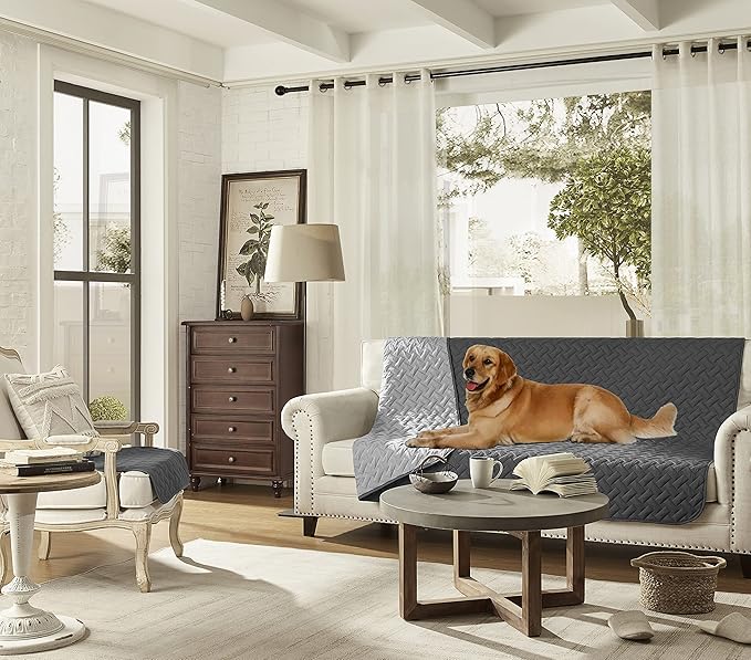 gogobunny 100% Double Sided Waterproof Dog Blanket Soft Pet Bed Cover Reversible Protect Furniture Couch Sofa Car for Puppy Cat Kids (Dark Grey/Light Grey, 30x30 Inch (Pack of 1))