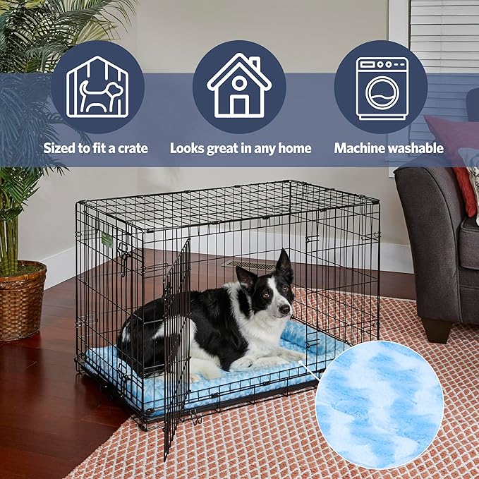 MidWest Homes for Pets Bolster Dog Bed 30L-Inch Blue Dog Bed or Cat Bed w/Comfortable Bolster | Ideal for Medium Dog Breeds & Fits a 30-Inch Dog Crate | Easy Maintenance Machine Wash & Dry