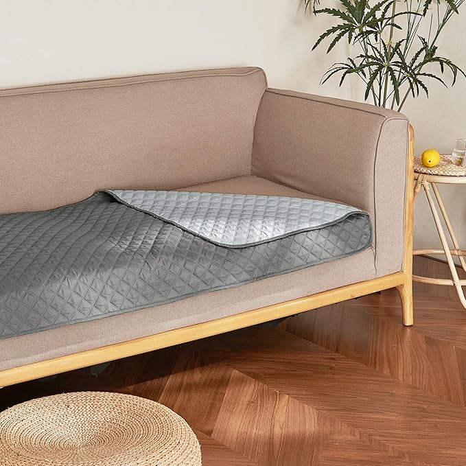 NICETOWN 100% Waterproof Dog Blanket Soft Pet Bed Cover Double Sided Reversible Protect Furniture Couch Sofa Car for Puppy Cat Kids (Dark Grey/Light Grey, 30x70 Inch, Pack of 1)