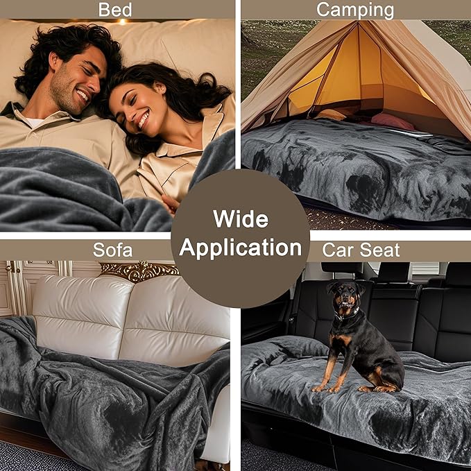 gogobunny Waterproof Bed Blanket, Reversible Sherpa Fleece Throw Blanket for Dog Puppy Cat, Furniture Cover Protects Bed Couch Sofa from Liquid Pee and Pet Fur (Dark Grey, 60x80 inches)