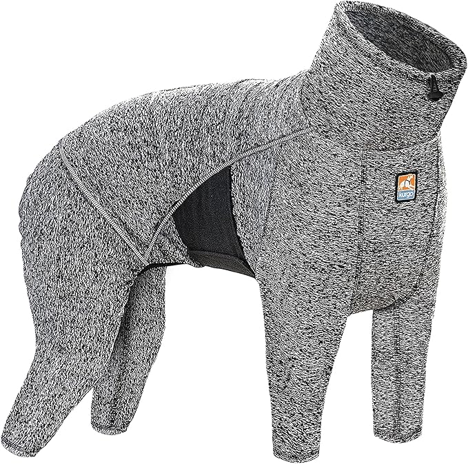 Kurgo Dog Onesie Body Warmer, Bodysuit for Dogs, Recovery Suit, Pet Pajamas, Reduce Anxiety, Contains Shedding, Leash Opening, Reflective, Stowe Base Layer, Heather Black/Grey (Large)