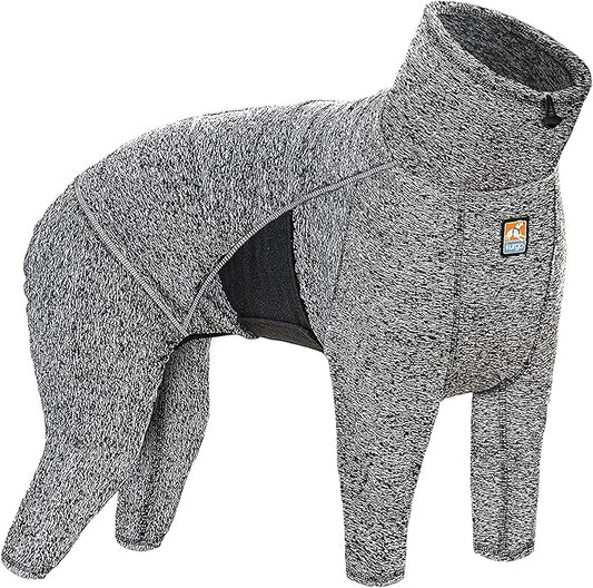 Kurgo Dog Onesie Body Warmer, Bodysuit for Dogs, Recovery Suit, Pet Pajamas, Reduce Anxiety, Contains Shedding, Leash Opening, Reflective, Stowe Base Layer, Heather Black/Grey (Large)