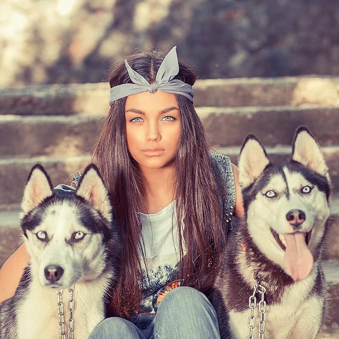 5 Pack Mechaly Dog Bandana Neck Scarf Paisley Cotton Bandanas - Any Pets (Grey)