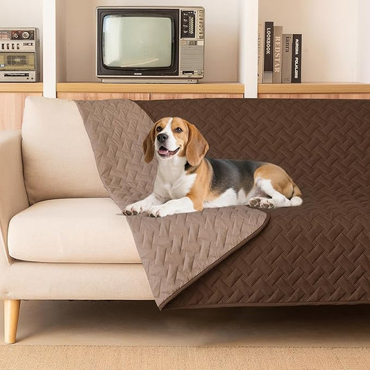 gogobunny 100% Double Sided Waterproof Dog Blanket Soft Pet Bed Cover Reversible Protect Furniture Couch Sofa Car for Puppy Cat Kids (Dark Chocolate/Light Chocolate, 68x82 Inch (Pack of 1))