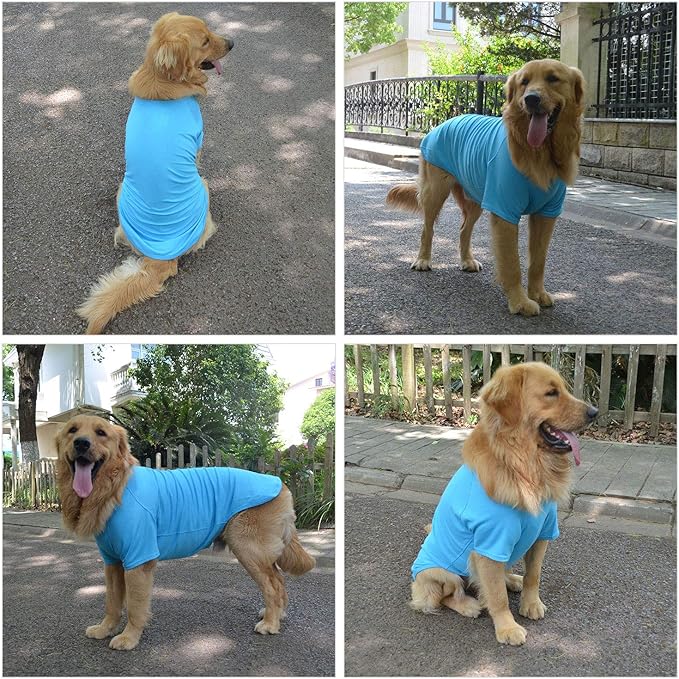 Lovelonglong Pet Clothing Dog Costumes Basic Blank T-Shirt Tee Shirts for Small Dogs Lake-Blue S