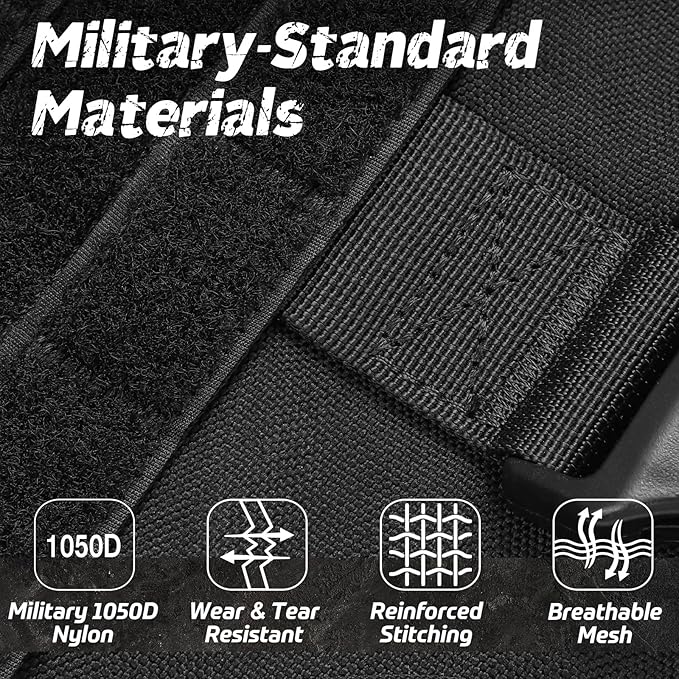 rabbitgoo Tactical Dog Harness for Large, Heavy Duty Pet Harness with Handle, No-Pull Service Vest Large Breed, Adjustable Military Dog Vest for Training Hunting Walking, Black, XL