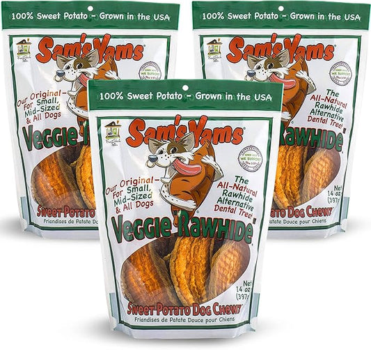 Sweet Potato Dog Chewz 14oz Bags-Veggie Rawhide,3-Pack