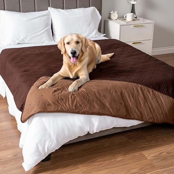 PetAmi Waterproof Bed Cover for Dogs, Waterproof Pet Blanket Couch Cover, Reversible Furniture Cover Sofa Protector for Pet Cat Bed, Washable Waterproof Blanket Dog Cover for Couch Seat, 102x82 Brown