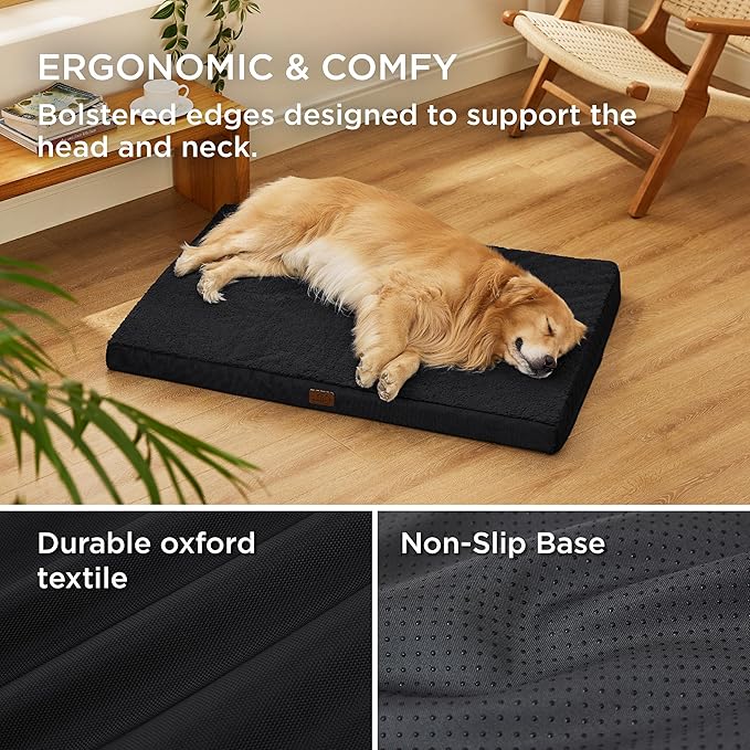 Bedsure XL Dog Bed Large Sized Dog -Orthopedic Waterproof Extra Large Pet Beds with Removable Washable Cover, Egg Crate Foam Mat, Suitable for Pet Up to 100 lbs