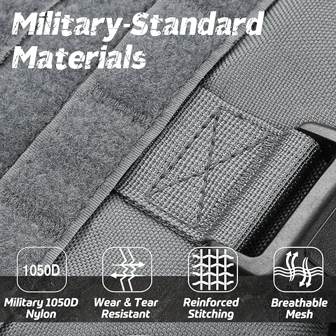 rabbitgoo Tactical Dog Harness for Large, Heavy Duty Pet Harness with Handle, No-Pull Service Vest Large Breed, Adjustable Military Dog Vest for Training Hunting Walking, Grey, XL