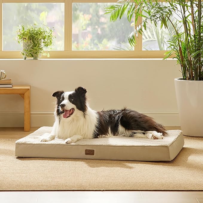 Bedsure Dog Bed for Large Dogs - Orthopedic Waterproof Puppy Beds with Removable Washable Cover, Egg Crate Foam Pet Mat, Suitable for Pet Up to 65 lbs