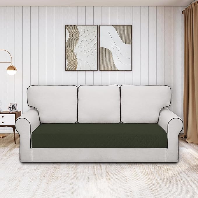 Easy-Going 100% Waterproof Dog Bed Cover Reversible Leak Proof Couch Cover Washable Sofa Cover Furniture Protector Blanket for Pets Kids Children Dog Cat (30x70 Inch, Army Green/Beige)