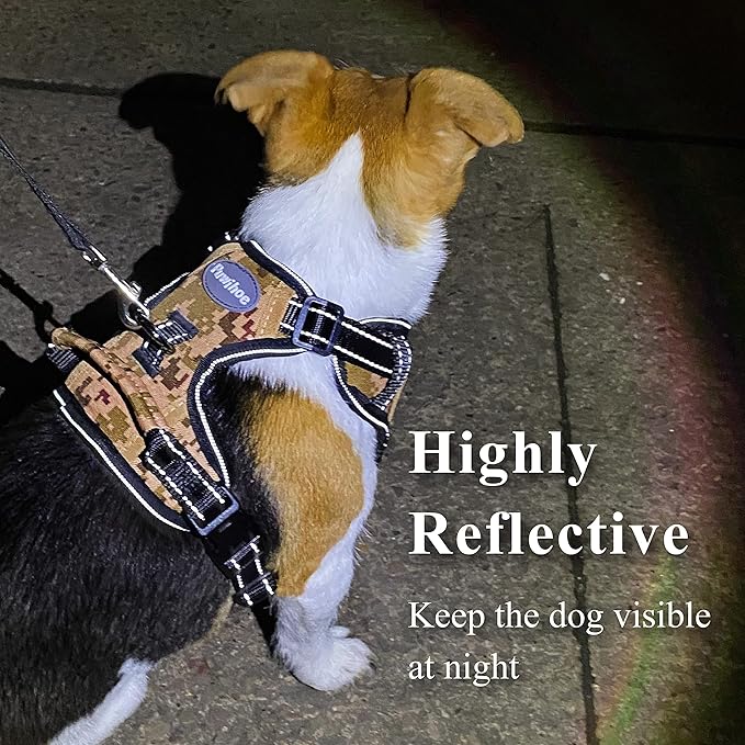 No Pull Dog Harness, Reflective Walking Dog Harness with Easy Control Handle and Front & Back Clips,Adjustable Breathable Soft Padded Dog Vest Harness for Large Medium Small Dogs. Camo,M