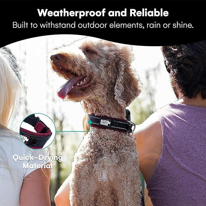 Black Rhino Dog Collar for Large Dogs - Adjustable Reflective Heavy Duty Dog Collars with Ultra-Soft Neoprene Padding - Weatherproof, Durable, and Comfortable for Active Dogs - Burgundy and Black