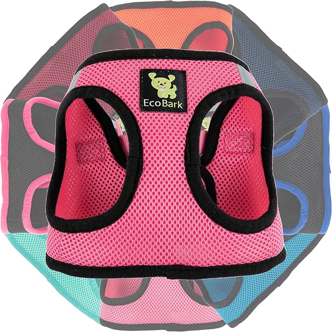 EcoBark Step in Dog Harness - Eco-Friendly Small & Medium Breed Dog Harnesses - Reflective and Adjustable Mini Body Halter Vest - Soft Mesh Toy Breed Harness (Bubblegum Pink, Medium)