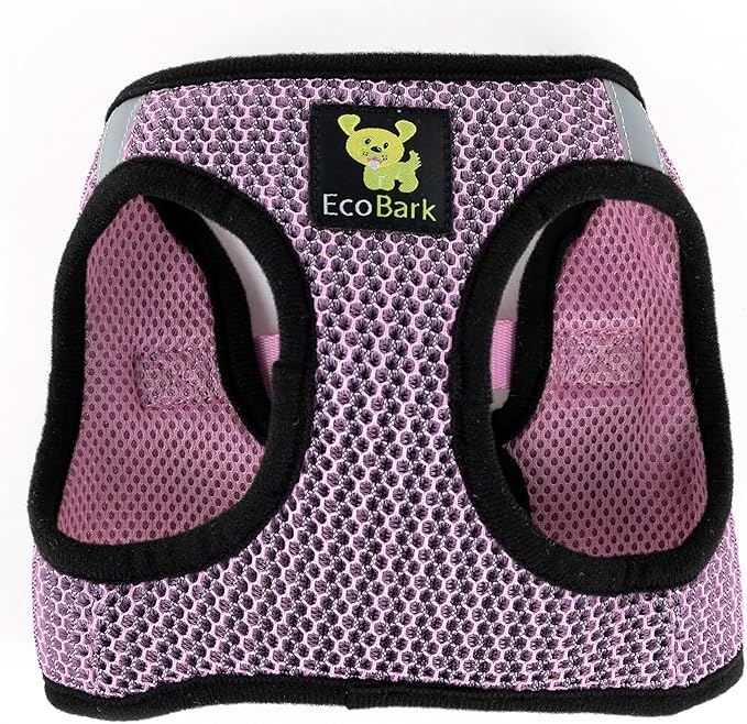 EcoBark Small Dog Harness for Small and Toy Breed Dogs & Puppies - No Pull Soft Luxury Mesh - Step in Harness Halter Vest - Cute Adjustable Little Halter Body Wrap 7-10 lbs (Small, Baby Pink)