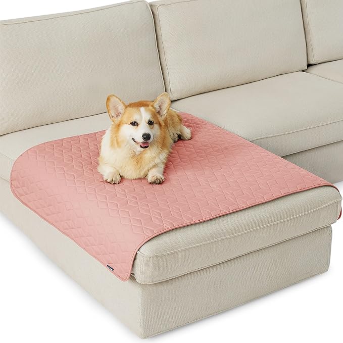 Bedsure 100% Waterproof Couch Cover for Dogs Washable - Non Slip Waterproof Dog Blanket for Couch Sofa, Lightweight Furniture Protector Durable for Pet Cat Puppy with Non-Slip Bottom, Pink, 40x50IN