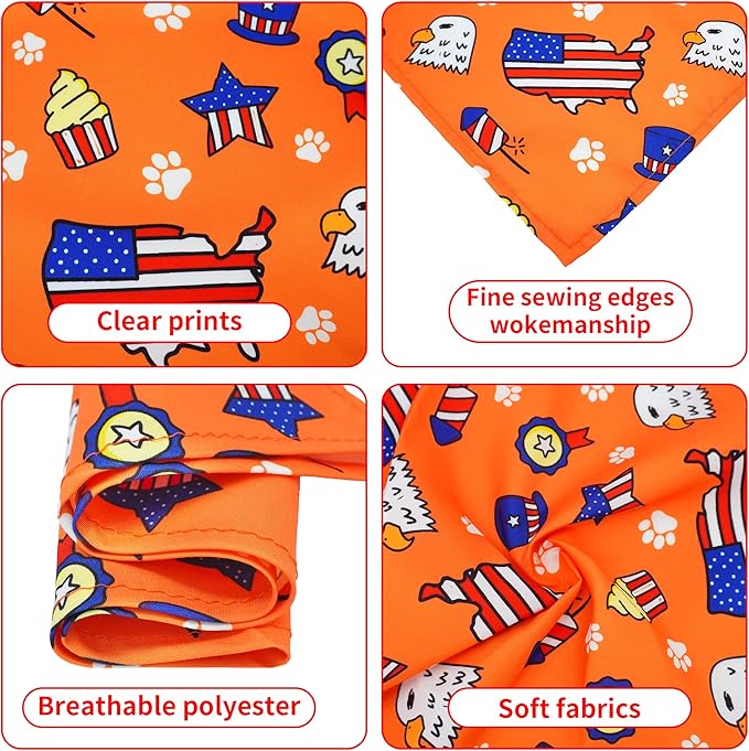 30 Pcs Patriotic Small Dog Bandanas Bulk 25 Inch Independence Day Dogs Bandana for Medium Dogs Breed 4th of July Dog Bandanas Large Cats Grooming M