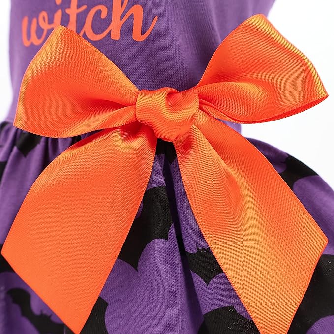 Fitwarm 100% Cotton I'm The Good Witch Halloween Dog Costume Puppy Dress Doggie Party One Piece with Bowknot Pumkin Bat Pet Vest Shirt Holiday Cat Outfits Purple XX-Small