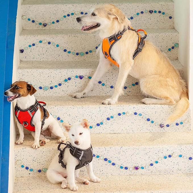 No Pull Dog Harness, Reflective Walking Dog Harness with Easy Control Handle and Front & Back Clips,Adjustable Breathable Soft Padded Dog Vest Harness for Large Medium Small Dogs,Pink,S