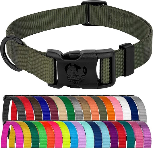 Country Brook Petz - American-Made Dog Collar for Large, Medium, and Small Dogs and Puppies - Deluxe Heavy Duty Nylon in 33 Dazzling Colors (Extra Large, 1 Inch Wide, Dark Olive Drab)