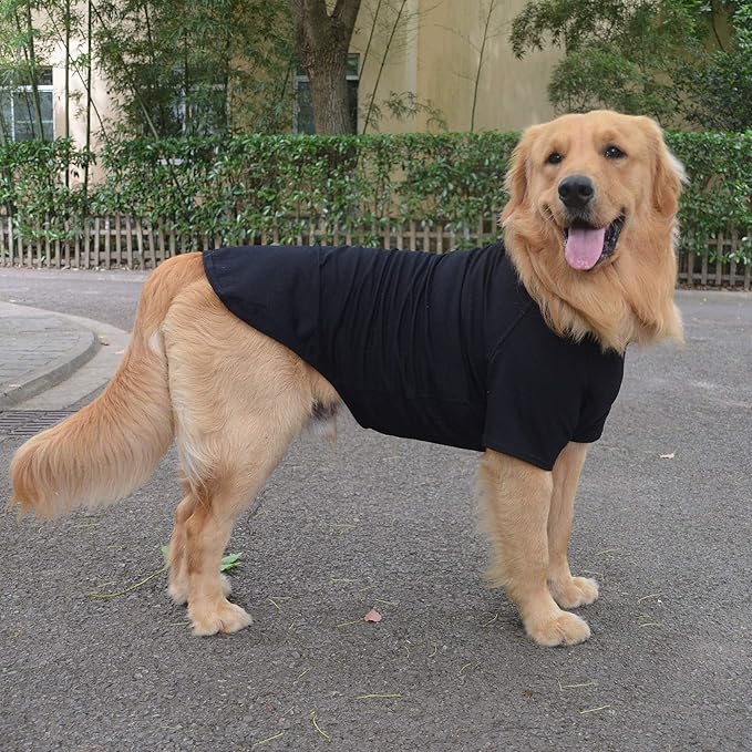Lovelonglong Pet Clothing Dog Costumes Basic Blank T-Shirt Tee Shirts for Medium Large Dogs Black XXXL