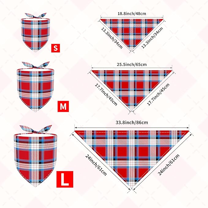 7 PCS Plaid Dog Bandanas for Small Dogs Kittens Polyester Dog Bandanas for Puppy Doggy XS Print One Side Scarves Party Grooming S